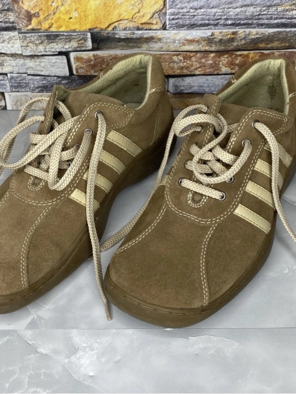 Mens Joe Boxer Leather Suede Comfort Lace - Up Walking Shoes Tan Size 8